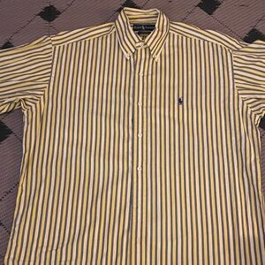 Ralph Lauren Men's Shirt with Yellow and Blue Stripes